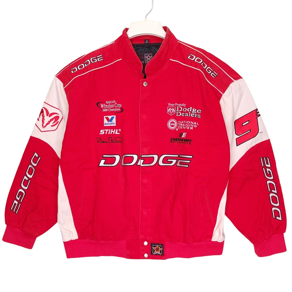 Vintage Bill Elliot Dodge NASCAR Racing Jacket JH Designs Red Mens 3XL Y2K